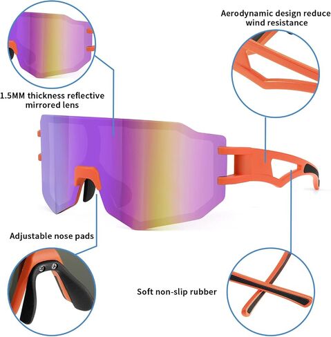 FEISEDY Sports Cycling Glasses Men Fashion Mirrored Bicycle Sunglasses One Piece Rimless Lens B2867 in Saudi Arabia