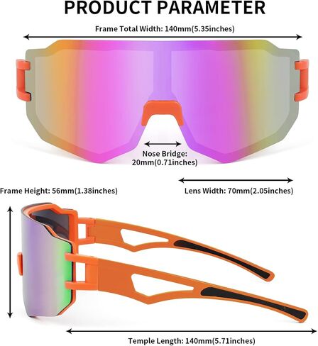 FEISEDY Sports Cycling Glasses Men Fashion Mirrored Bicycle Sunglasses One Piece Rimless Lens B2867 in Saudi Arabia