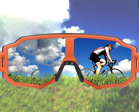 FEISEDY Sports Cycling Glasses Men Fashion Mirrored Bicycle Sunglasses One Piece Rimless Lens B2867 in Saudi Arabia