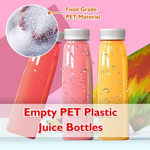 Holotap 54 Pack 7OZ Plastic Bottles with Caps, Empty PET Disposable Plastic Juice Bottles Bulk for Liquids with Black Tamper Evident Lids (7 OZ, Black) in Saudi Arabia