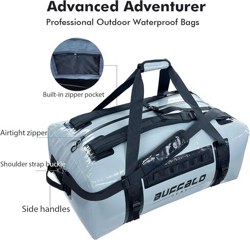 حقيبة كبيرة من القماش الخشن مقاومة للماء، حقائب دفل شديدة التحمل سعة 150 لتر للسفر، حقيبة كبيرة جافة وحقيبة قارب مقاومة للماء وحقيبة ظهر مضادة للماء للدراجات النارية والتخييم والتجديف in Kuwait