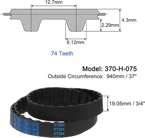 uxcell 340-H-075 H Timing Belt 68 Teeth Rubber Cogged Belt 34" Length, 3/4" Width, 1/2" Pitch in Saudi Arabia