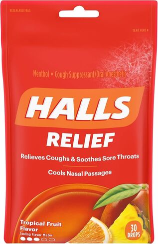 HALLS throat drops, Honey Lemon Flavor, 1 bag, 3 On-the-go packs per bag (24 Drops Total) in Saudi Arabia