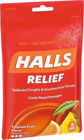 HALLS throat drops, Honey Lemon Flavor, 1 bag, 3 On-the-go packs per bag (24 Drops Total) in Saudi Arabia