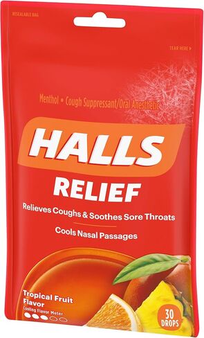 HALLS throat drops, Honey Lemon Flavor, 1 bag, 3 On-the-go packs per bag (24 Drops Total) in Saudi Arabia
