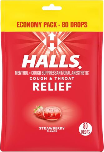 HALLS قطرات الحلق، نكهة العسل والليمون، كيس واحد، 3 عبوات أثناء التنقل لكل كيس (إجمالي 24 قطرة) in Kuwait