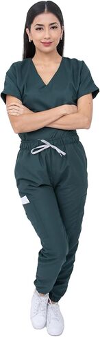 Scrubs - Women Antifluid Jogger Surgical Scrub Set - V-Neck, Cargo Pockets, Soft-to-Touch Fabric in Saudi Arabia
