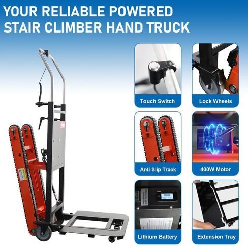 Electric Stair Climbing Dolly, 1200W Powered Electric Stair Climbing Hand Trucks Dolly Cart for Moving, 880lb Capacity Heavy Duty Stair Climber in Saudi Arabia