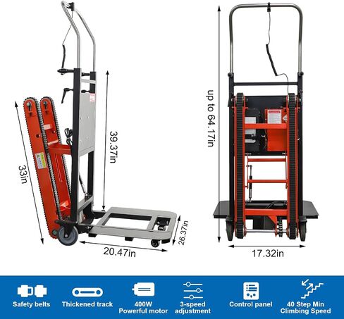 Electric Stair Climbing Dolly, 1200W Powered Electric Stair Climbing Hand Trucks Dolly Cart for Moving, 880lb Capacity Heavy Duty Stair Climber in Saudi Arabia