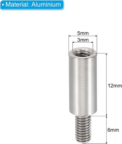 PATIKIL 12pcs M3 Standoffs, M3 5+6mm Spacer Standoffs Aluminium Threaded Standoffs Screws Kit 3mm ID 5mm OD Metric Male Female Thread Adapters for Circuit Board PCB RC Drones Motherboard in Saudi Arabia