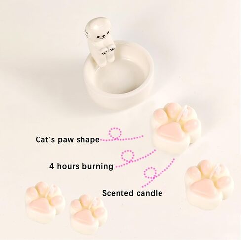 Kitten Candle Holder with 1 Cat Paw Tealight Candle, Ceramic Cat Mon Gifts, Cute Cat Home Decor Candlestick, Cat Lover Gifts for Women in Saudi Arabia