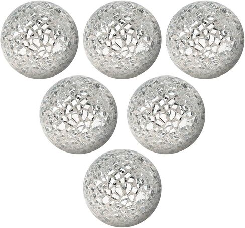 6 Pieces Decorative Orbs Set 2.4 Inch Glass Mosaic Sphere Balls Centerpiece Balls Bowls Vases Dining Table Decor - Black in Saudi Arabia