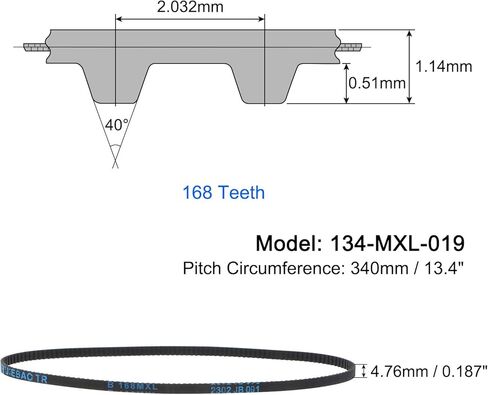 uxcell 2pcs 85-MXL-019 Timing Belt Closed Loop Rubber Timing Belt 8.5" Outside Circumference, 0.187" Width, 0.08" Pitch, 106 Teeth in Saudi Arabia