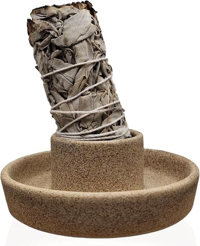 Sage Holder, Sage Holder for Burning, Ceramic Smudge Bowl with Ash Catcher for Meditation Space (Sage Not Included) (Golden) in Saudi Arabia