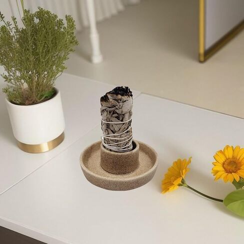 Sage Holder, Sage Holder for Burning, Ceramic Smudge Bowl with Ash Catcher for Meditation Space (Sage Not Included) (Golden) in Saudi Arabia