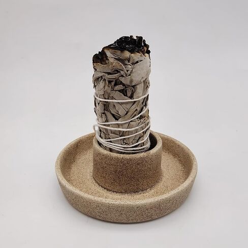 Sage Holder, Sage Holder for Burning, Ceramic Smudge Bowl with Ash Catcher for Meditation Space (Sage Not Included) (Golden) in Saudi Arabia