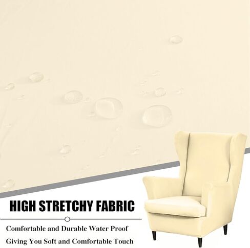 Wingback Chair Cover 2 Piece Stretch Wingback Chair Slipcover, Milk Silk Waterproof Wingback Armchair Covers, Furniture Protector with Elastic Bottom for Living Room Bedroom- Pink in Saudi Arabia