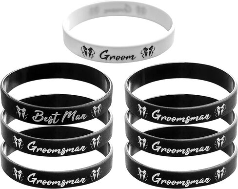 PartyGifts&beyond Bachelor Party Favors Bracelets Groomsmen Proposal Gift 7 Pcs Team Groom Silicone Wristbands for Wedding Groomsmen Gifts in Saudi Arabia