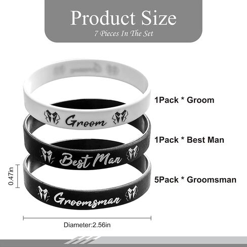 PartyGifts&beyond Bachelor Party Favors Bracelets Groomsmen Proposal Gift 7 Pcs Team Groom Silicone Wristbands for Wedding Groomsmen Gifts in Saudi Arabia