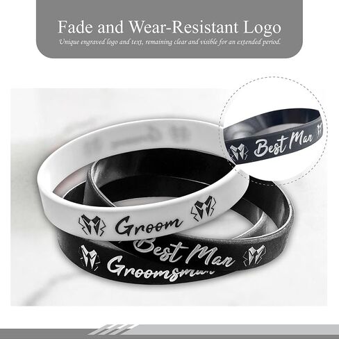 PartyGifts&beyond Bachelor Party Favors Bracelets Groomsmen Proposal Gift 7 Pcs Team Groom Silicone Wristbands for Wedding Groomsmen Gifts in Saudi Arabia