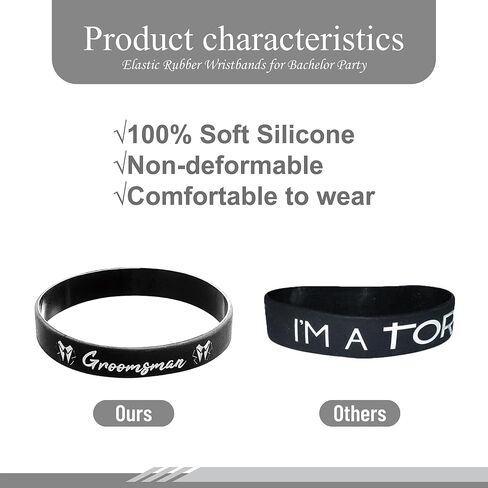 PartyGifts&beyond Bachelor Party Favors Bracelets Groomsmen Proposal Gift 7 Pcs Team Groom Silicone Wristbands for Wedding Groomsmen Gifts in Saudi Arabia