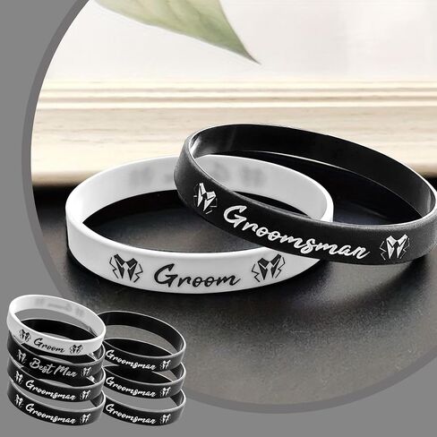 PartyGifts&beyond Bachelor Party Favors Bracelets Groomsmen Proposal Gift 7 Pcs Team Groom Silicone Wristbands for Wedding Groomsmen Gifts in Saudi Arabia