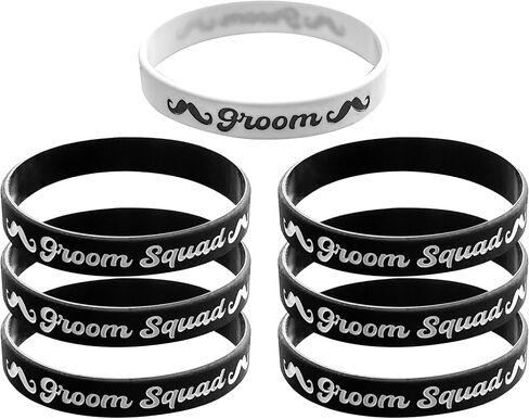 PartyGifts&beyond Bachelor Party Favors Bracelets Groomsmen Proposal Gift 7 Pcs Team Groom Silicone Wristbands for Wedding Groomsmen Gifts in Kuwait