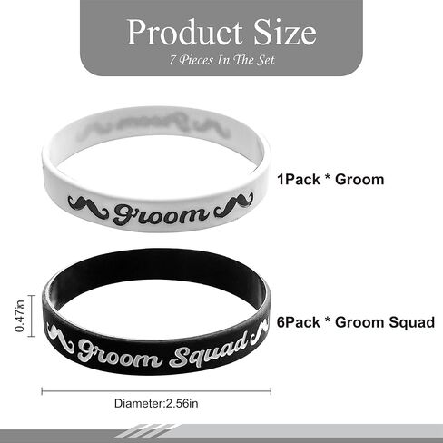 PartyGifts&beyond Bachelor Party Favors Bracelets Groomsmen Proposal Gift 7 Pcs Team Groom Silicone Wristbands for Wedding Groomsmen Gifts in Kuwait