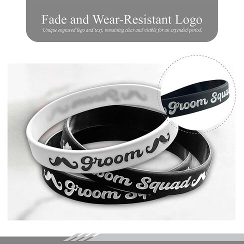 PartyGifts&beyond Bachelor Party Favors Bracelets Groomsmen Proposal Gift 7 Pcs Team Groom Silicone Wristbands for Wedding Groomsmen Gifts in Kuwait