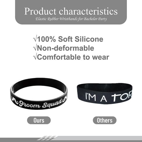 PartyGifts&beyond Bachelor Party Favors Bracelets Groomsmen Proposal Gift 7 Pcs Team Groom Silicone Wristbands for Wedding Groomsmen Gifts in Kuwait