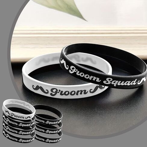 PartyGifts&beyond Bachelor Party Favors Bracelets Groomsmen Proposal Gift 7 Pcs Team Groom Silicone Wristbands for Wedding Groomsmen Gifts in Kuwait