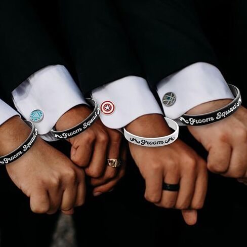 PartyGifts&beyond Bachelor Party Favors Bracelets Groomsmen Proposal Gift 7 Pcs Team Groom Silicone Wristbands for Wedding Groomsmen Gifts in Kuwait