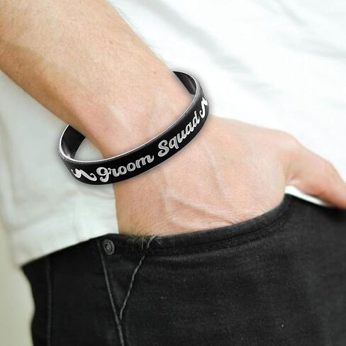 PartyGifts&beyond Bachelor Party Favors Bracelets Groomsmen Proposal Gift 7 Pcs Team Groom Silicone Wristbands for Wedding Groomsmen Gifts in Kuwait