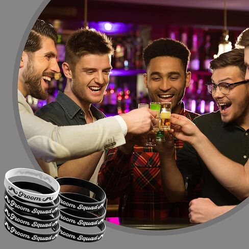 PartyGifts&beyond Bachelor Party Favors Bracelets Groomsmen Proposal Gift 7 Pcs Team Groom Silicone Wristbands for Wedding Groomsmen Gifts in Kuwait
