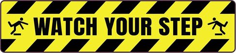 8 Pack - Watch Your Step Floor Decals Stickers 4 x 18 Inch Warning Sticker Adhesive Tape Anti Slip Abrasive Tape for Workplace Safety Wet Floor Caution - Color Options (Watch Your Step, Yellow Black) in Saudi Arabia