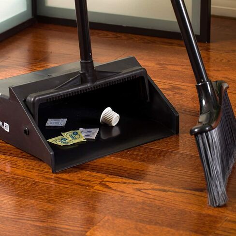 Restaurantware RW Clean 12 x 2 x 39 Inch Angle Broom 1 With Clip Back Sweeping Broom - Dustpan Sold Separately Flagged Bristles Black Plastic Restaurant Broom Lightweight Heavy-Duty in Saudi Arabia