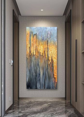 AZAVY Art، 24 × 48 بوصة مرسومة يدويًا فن حديث على قماش الفحم الأسود والأبيض لوحة زيتية خطوط مزخرفة لوحات جدارية فنية من الأكريليك مؤطرة وممتدة جاهزة للتعليق لمكتب غرفة النوم in Kuwait