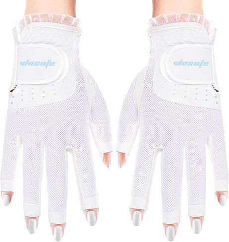 Golf Gloves for Women Half 1/3 Finger Soft Leather Breathable Extra Grip Accessories Fit Ladies Girls Sport Gloves 1 Pair 3 Colors Optional in Saudi Arabia