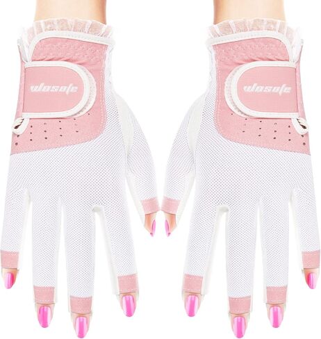 Golf Gloves for Women Half 1/3 Finger Soft Leather Breathable Extra Grip Accessories Fit Ladies Girls Sport Gloves 1 Pair 3 Colors Optional in Saudi Arabia