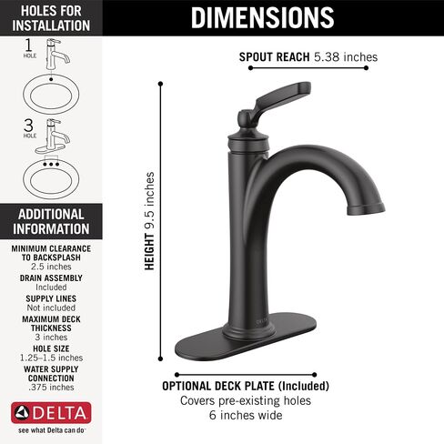 Delta Faucet Woodhurst Oil Rubbed Bronze Bathroom Faucet, Single Hole, Diamond Seal Technology, Venetian Bronze 532-RBMPU-DST in Saudi Arabia