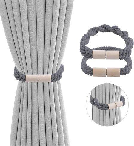 Magnetic Curtain Tiebacks Beige 2 Pack, Curtain Tiebacks Buckles Holdbacks Holders Hooks Clip for Home Bedroom Office Decorative Curtain Holdbacks in Saudi Arabia