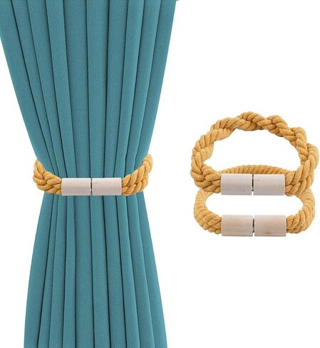 Magnetic Curtain Tiebacks Beige 2 Pack, Curtain Tiebacks Buckles Holdbacks Holders Hooks Clip for Home Bedroom Office Decorative Curtain Holdbacks in Saudi Arabia