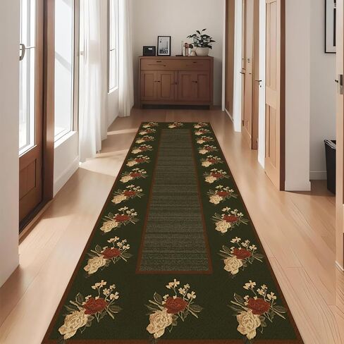 Lodge Cabin Black Bear Runner Rug, 2x6ft, Wildlife Bear Forest Woodland Hallway Rugs, Red and Black Buffalo Plaid Border Long Runner, Non-Slip Washable Farmhouse Floor Mats for Kitchen Bedroom in Saudi Arabia