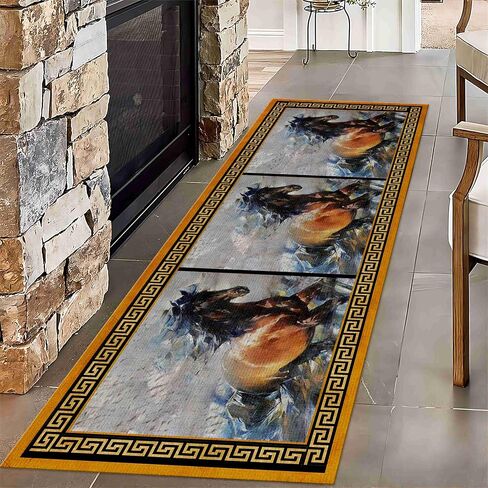 Lodge Cabin Black Bear Runner Rug, 2x6ft, Wildlife Bear Forest Woodland Hallway Rugs, Red and Black Buffalo Plaid Border Long Runner, Non-Slip Washable Farmhouse Floor Mats for Kitchen Bedroom in Saudi Arabia
