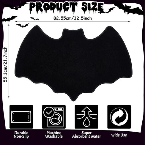 Bat Rug Halloween Rug Gothic Rug Welcome Mat Soft Indoor Modern Area Rugs for Living Room Children Bedroom Home Decor Nursery Holiday Decorative in Saudi Arabia