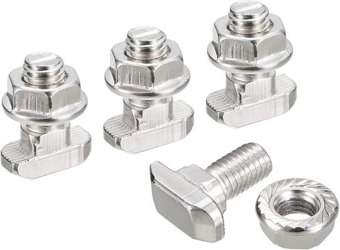 uxcell M8x30mm T فتحة مسمار منسدل ومجموعة M8 سداسية شفة صامولة، 10 مجموعات مطرقة رأس T-Bolt T شكل مسمار منزلق لـ 40 سلسلة من الألومنيوم in Kuwait