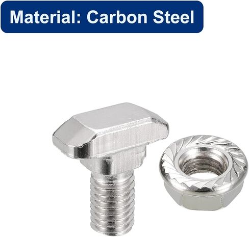 uxcell M8x30mm T فتحة مسمار منسدل ومجموعة M8 سداسية شفة صامولة، 10 مجموعات مطرقة رأس T-Bolt T شكل مسمار منزلق لـ 40 سلسلة من الألومنيوم in Kuwait