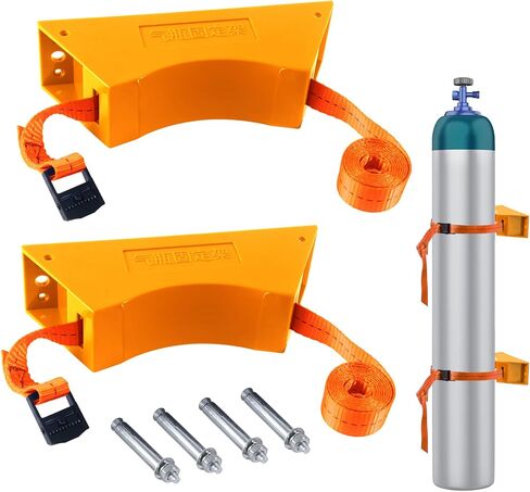 4PCS Propane Tank Holder, Gas Cylinder Holder, Propane Tank Mount， ABS Gas Cylinder holder with Screws and Safety Chain Supported 4"-12" , for mounting Various Gas cylinders 4(Black) in Saudi Arabia