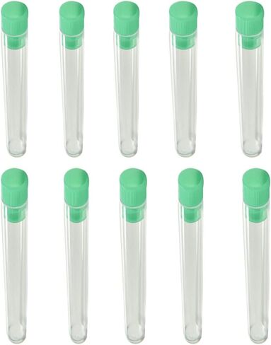 10Pcs 7x100mm Test Tubes with Blue Caps Clear Plastic Test Tubes Set for Halloween, Christamas, Scientific Themed Kids Birthday Party Supplies, Daily Storage Home Storage Box Sealed Bottle in Saudi Arabia