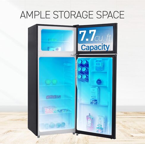 Commercial Cool CCR77LBS 7.7 Cu. Ft Freezer, Top Mount Fridge with Glass Shelves, Bottle Storage, Beverage Rack, Crisper Drawer Cover in VCM Refrigerator in Saudi Arabia